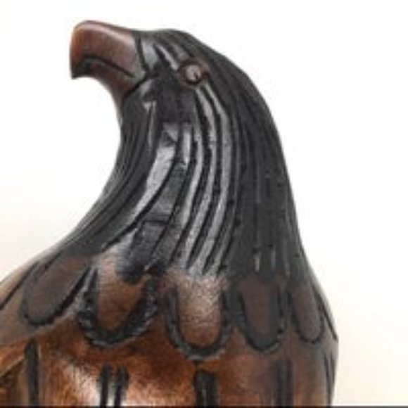 Hand Carved Wood Eagle Sculpture